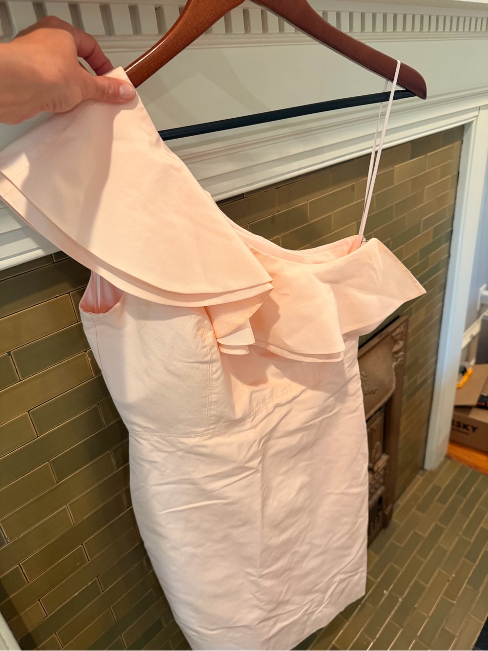 J. Crew Blush One-Shoulder Ruffle Dress